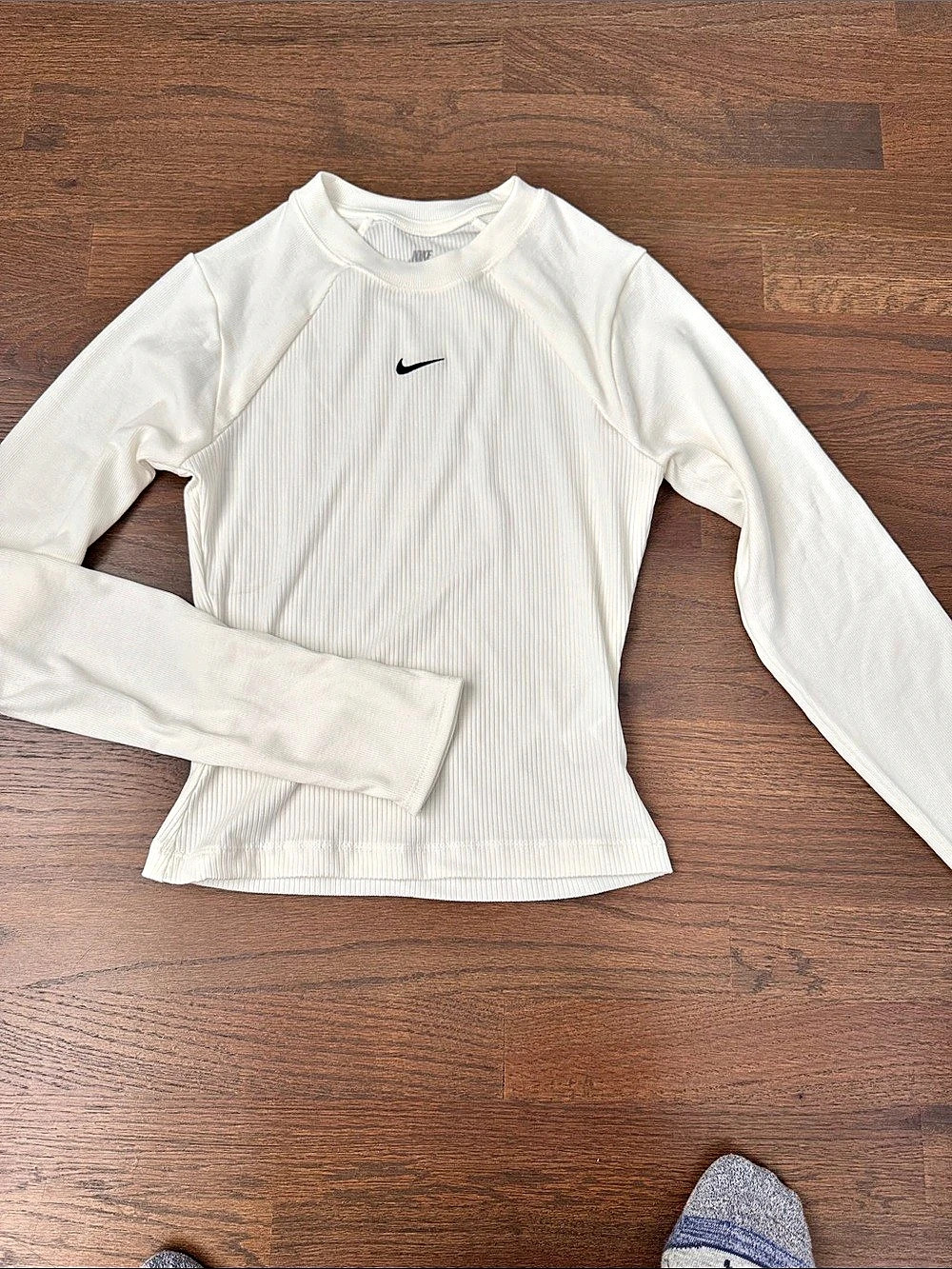 Nike Chill rib knit long sleeve top in beige
